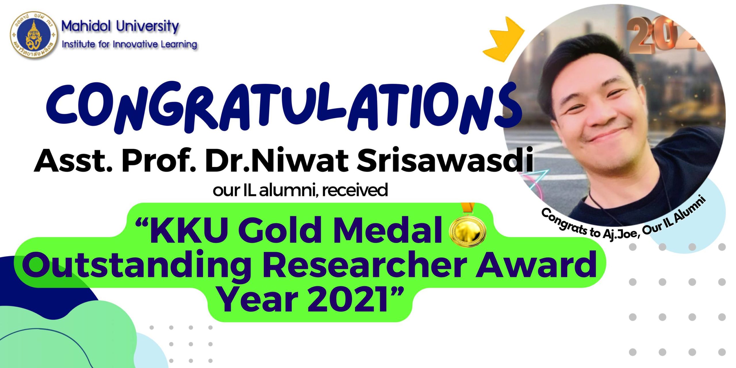 Congratulations to Asst. Prof. Dr.Niwat Srisawasdi