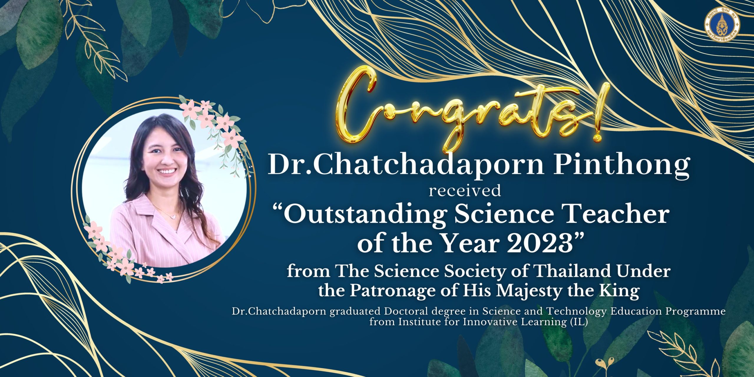 Congratulations to Dr.Chatchadaporn Pinthong