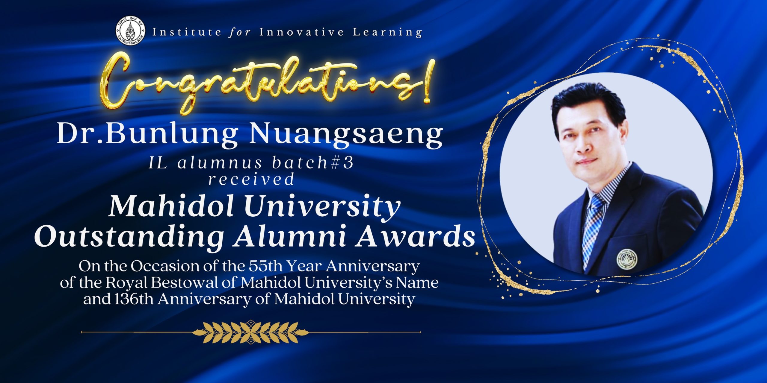 Congratulations to Dr.Bunlung Nuangsaeng
