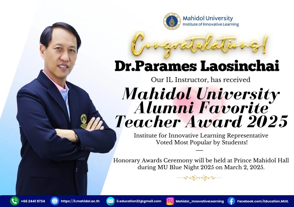 Congratulations to Dr. Parames Laosinchai